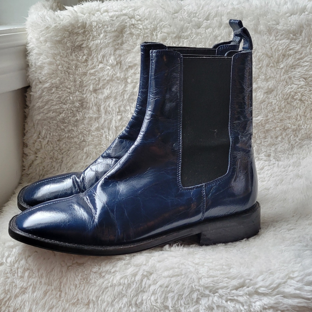 🔥🔥MADE IN SPAIN L'INTERVALLE Women's Navy Ankle Boots Barely Worn - Picture 15 of 16